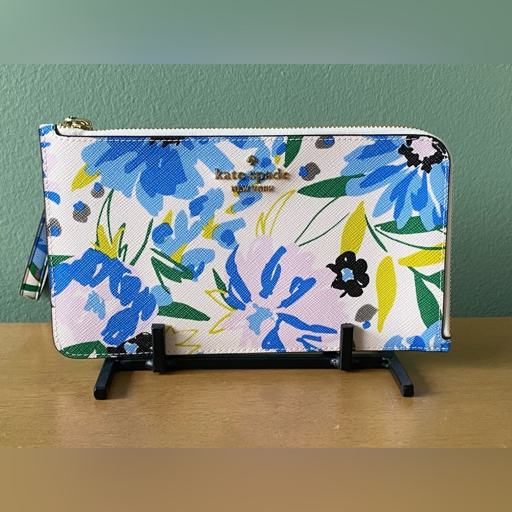 Kate Spade Blue and Yellow Floral Wallet/Wristlet -